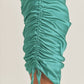 TEAL GREEN SATIN SIDE DRAWSTRING DRESS - NIXII Clothing