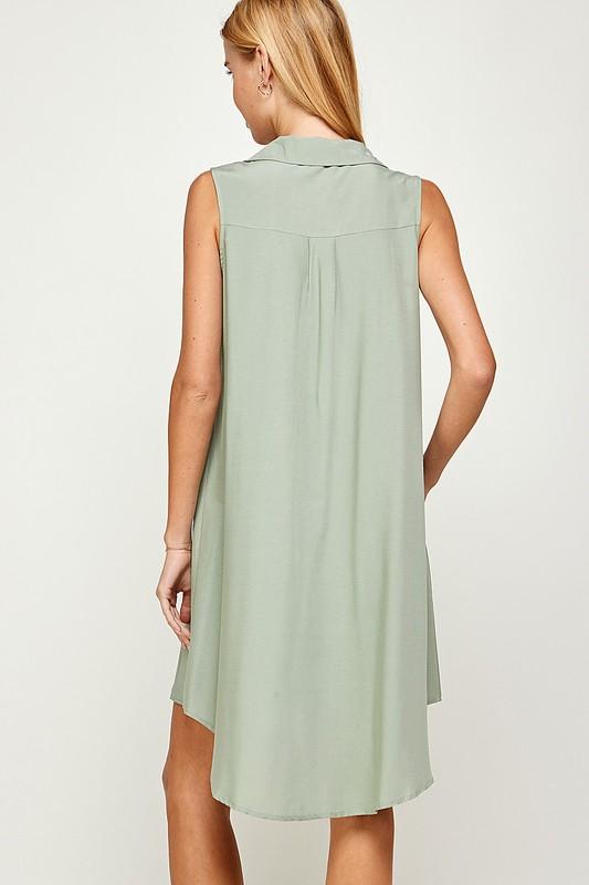 V Neck Collared Sleeveless Short Dress - NIXII Clothing
