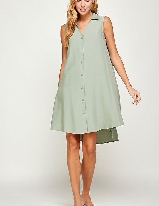 V Neck Collared Sleeveless Short Dress - NIXII Clothing