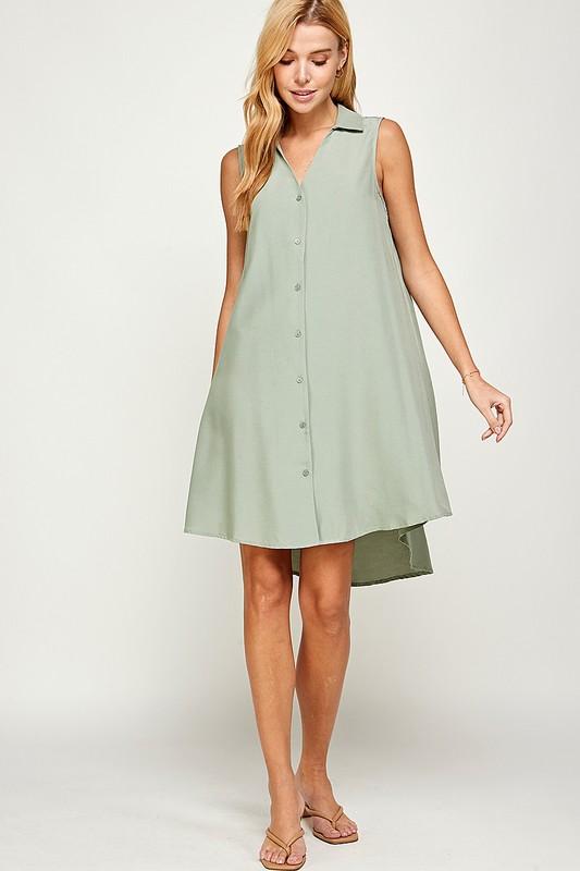 V Neck Collared Sleeveless Short Dress - NIXII Clothing