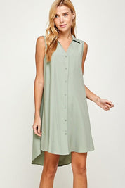 V Neck Collared Sleeveless Short Dress - NIXII Clothing