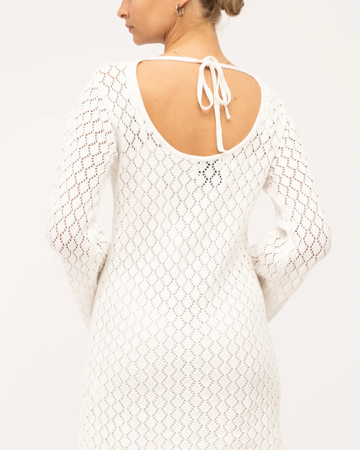 White Crochet Mini Dress - NIXII Clothing